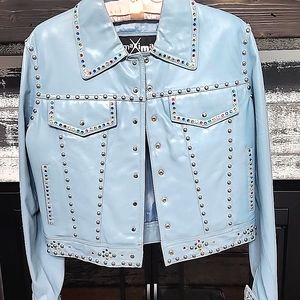 Blue Vintage Wilson's Studded Leather Jacket Size Medium